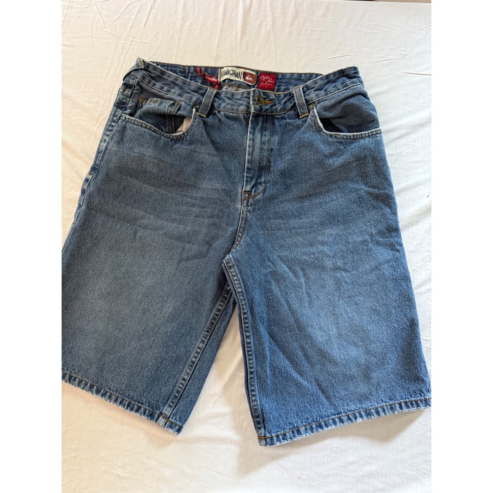 Y2K Quiksilver QuikJean Denim Jean Shorts Mens 32 Blue Regular Fit Skate Surf